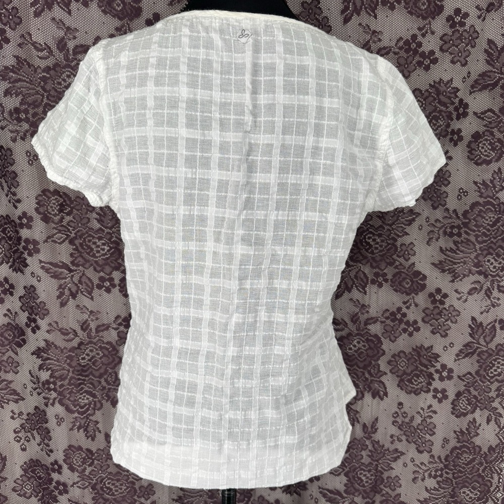 Prana Peasant Cottage Prairie Tunic Top L White Organic Cotton Button Breathable - Picture 3 of 7